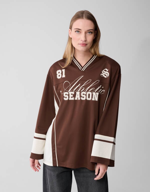 Oversized Baseball Longsleeve Top Bruin SHOEBY WOMEN