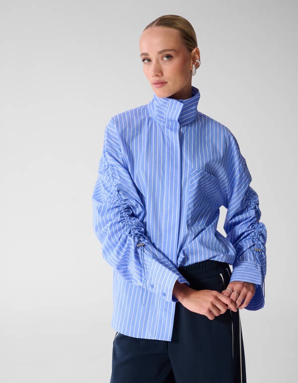 Gathering Sleeve Blouse Blauw SHOEBY WOMEN