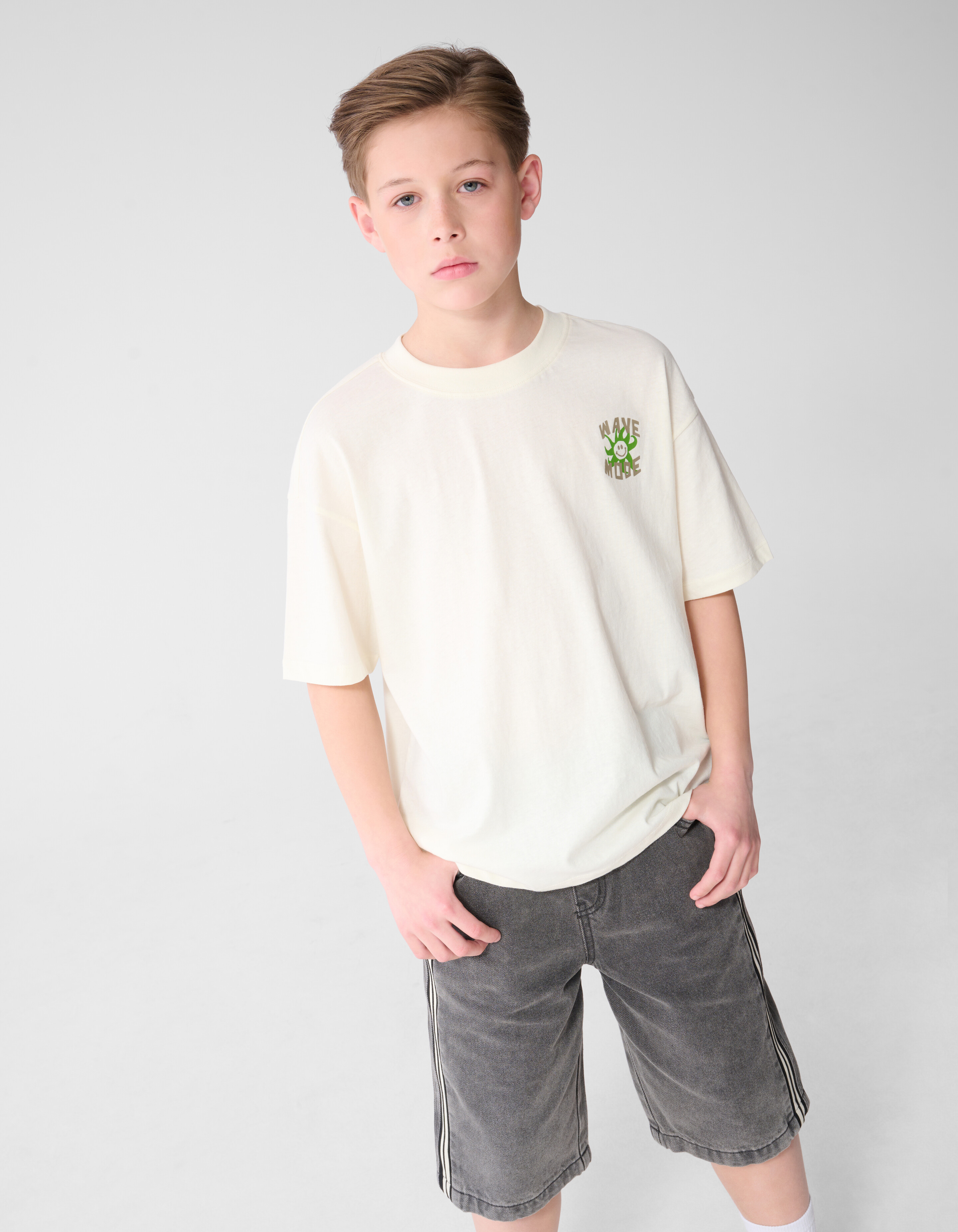 Wave Mode Artwork T-shirt Gebroken Wit SHOEBY BOYS