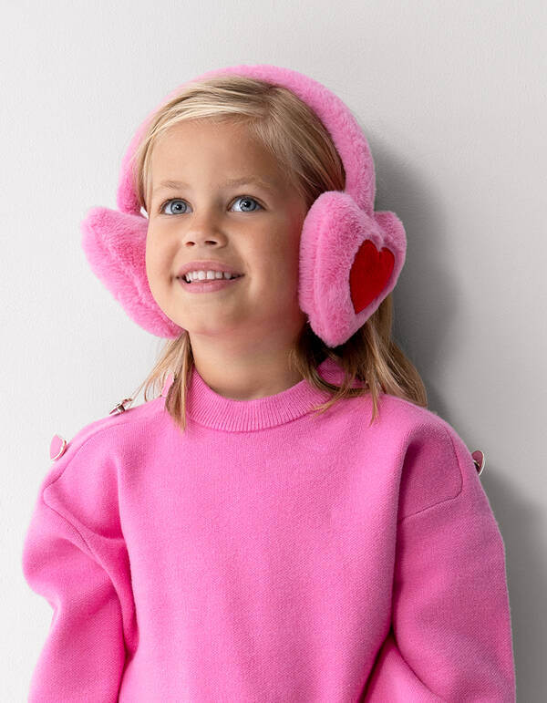 Heart Oorwarmers Roze SHOEBY ACCESSOIRES