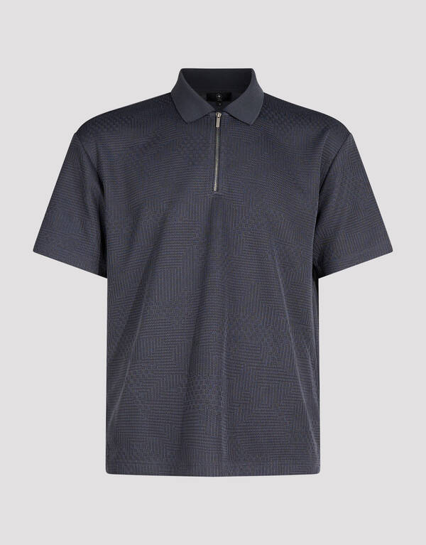 Structuur Zipper Polo Donkerblauw SHOEBY MEN