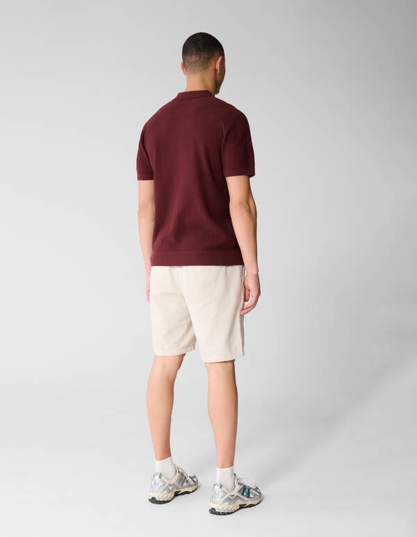 Gebreid Zip Polo Donkerrood SHOEBY MEN