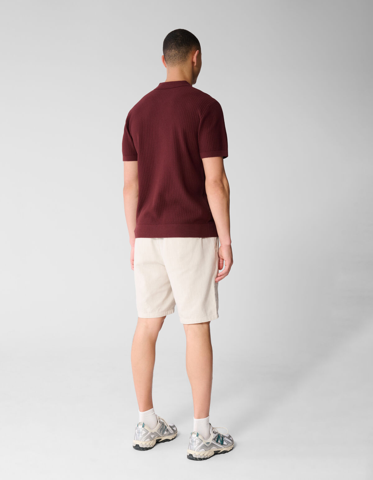 Gebreid Zip Polo Donkerrood SHOEBY MEN