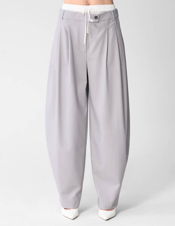 Pinstripe Barrel Fit Pantalon Lichtgrijs SHOEBY WOMEN