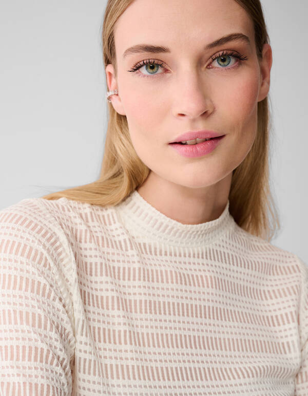 Mesh Structuur Top Gebroken Wit SHOEBY WOMEN