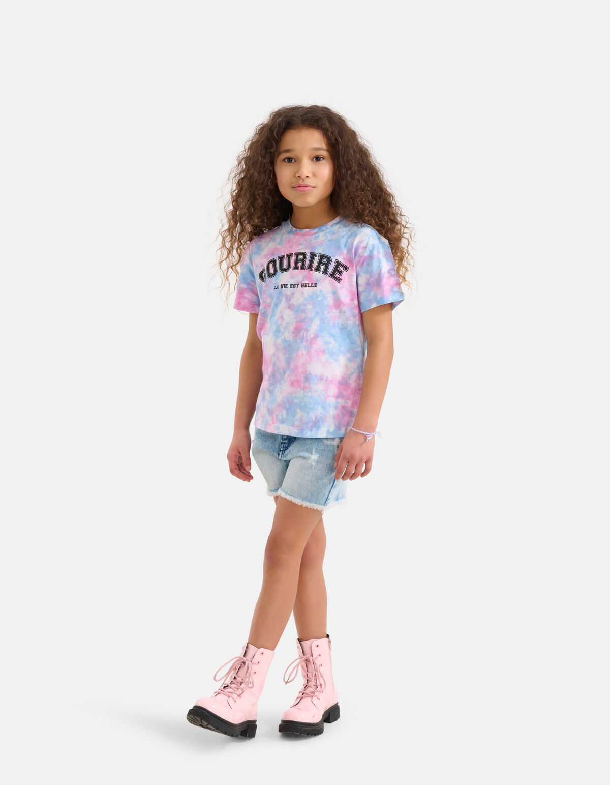 Tie Dye Artwork T-shirt Roze/Blauw SHOEBY GIRLS