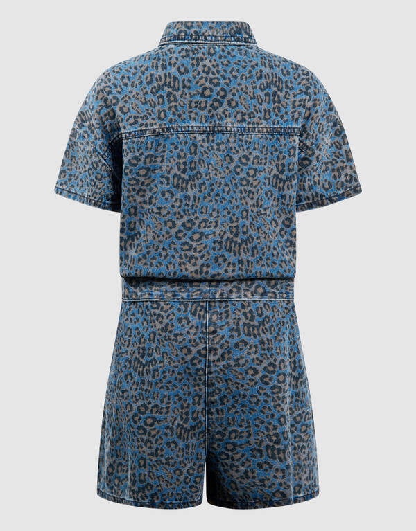 Denim Leopard Jumspuit Blauw SHOEBY GIRLS