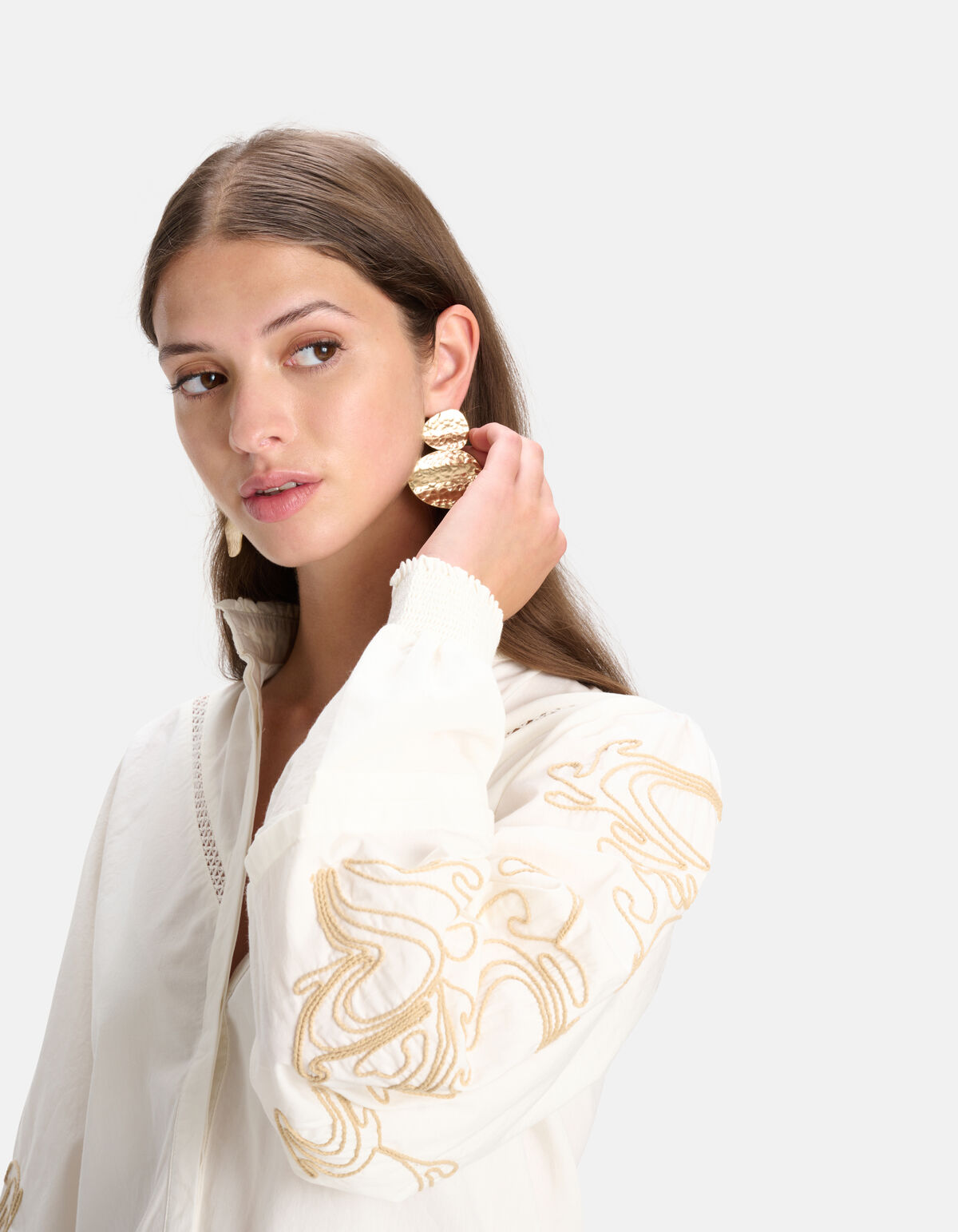 Embroidery Blouse Wit SHOEBY WOMEN