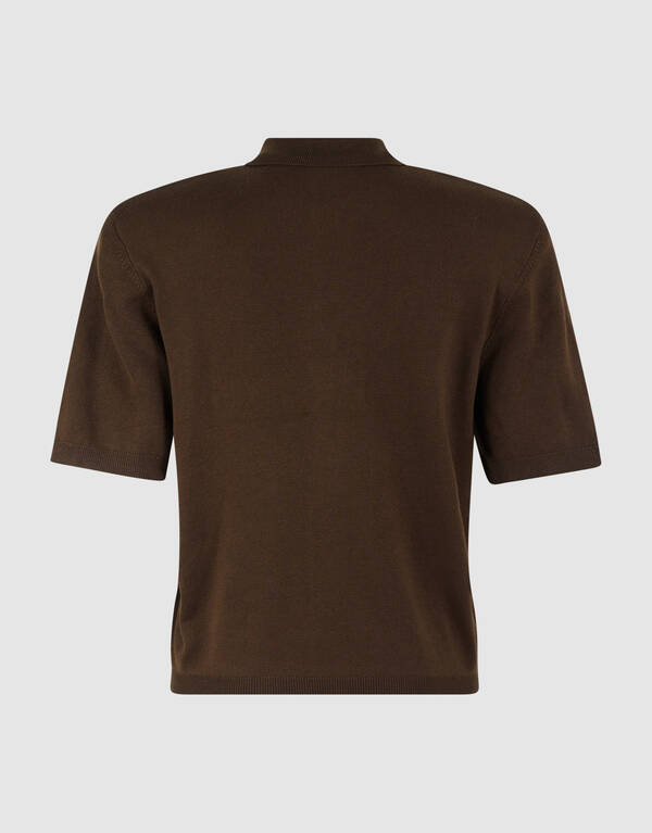 Shortsleeve Gebreide Polo Bruin SHOEBY WOMEN