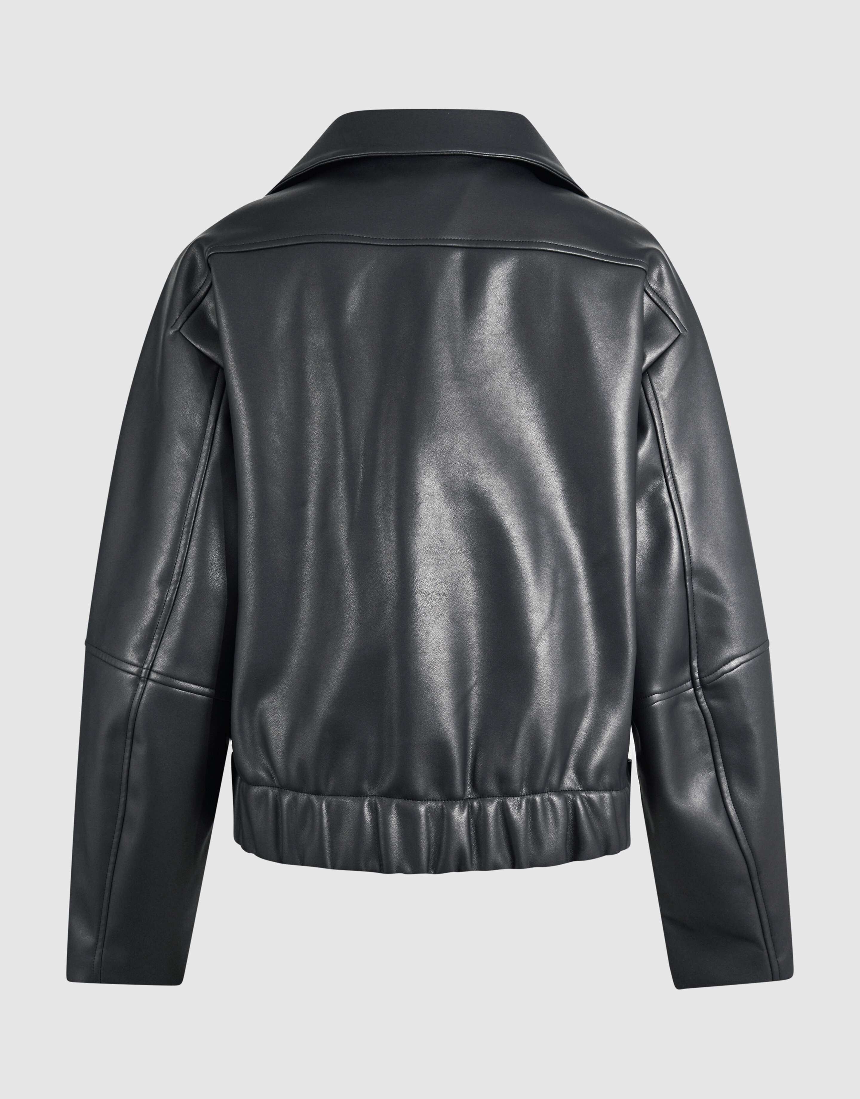 Oversized Vegan Leren Jack Zwart By Fred SHOEBY WOMEN