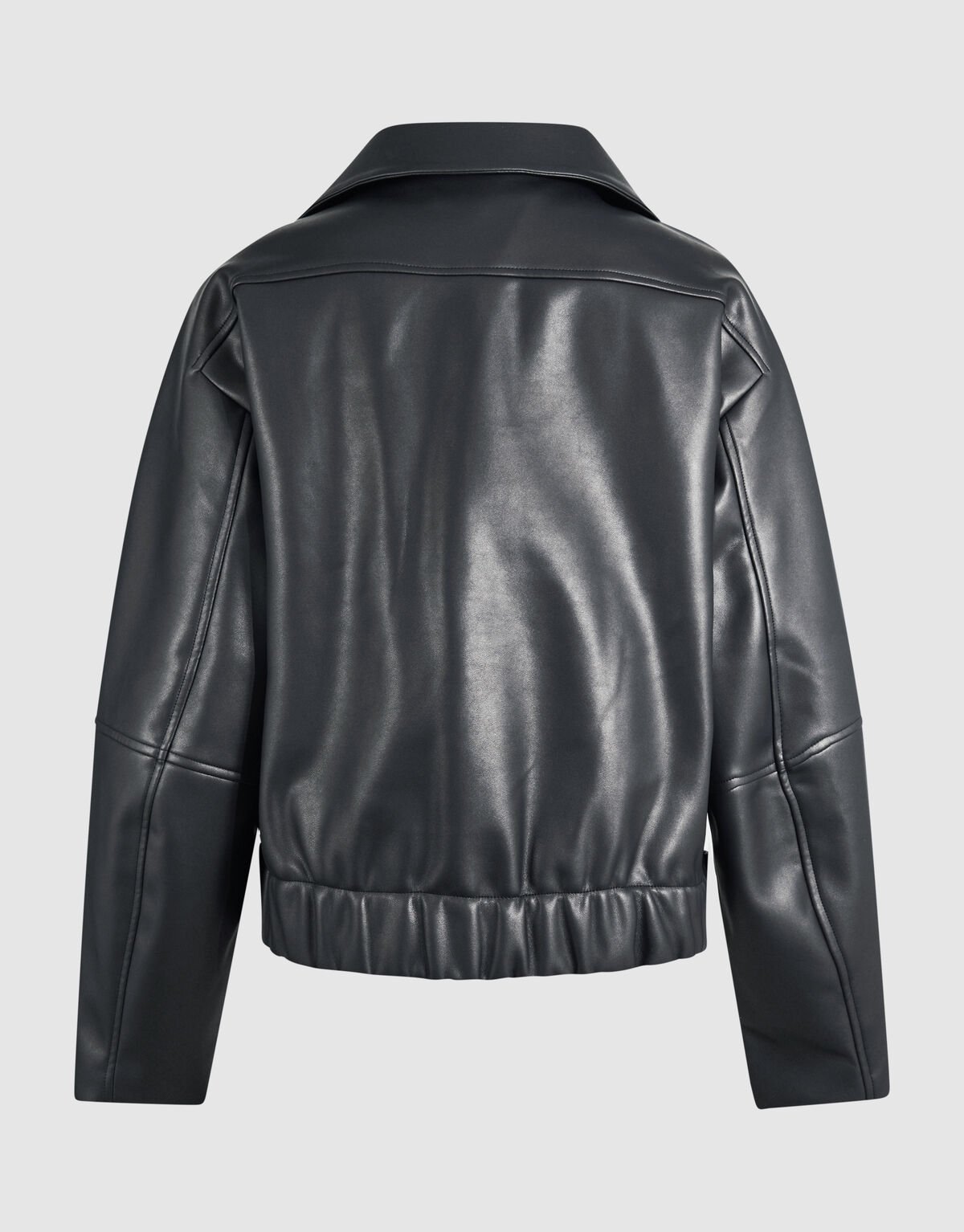 Oversized Vegan Leren Jack Zwart By Fred SHOEBY WOMEN