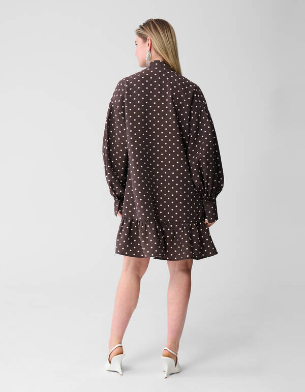 Polkadot Mini Jurk Donkerbruin SHOEBY WOMEN