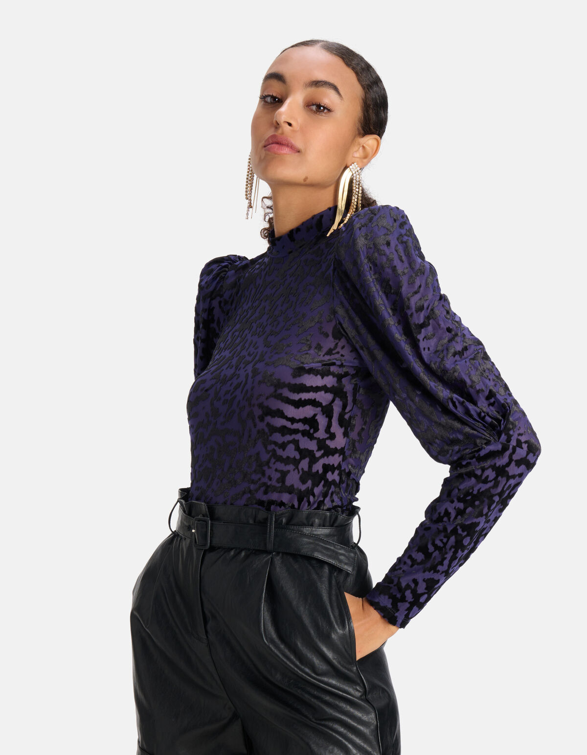Velvet Print Top Paars SHOEBY WOMEN
