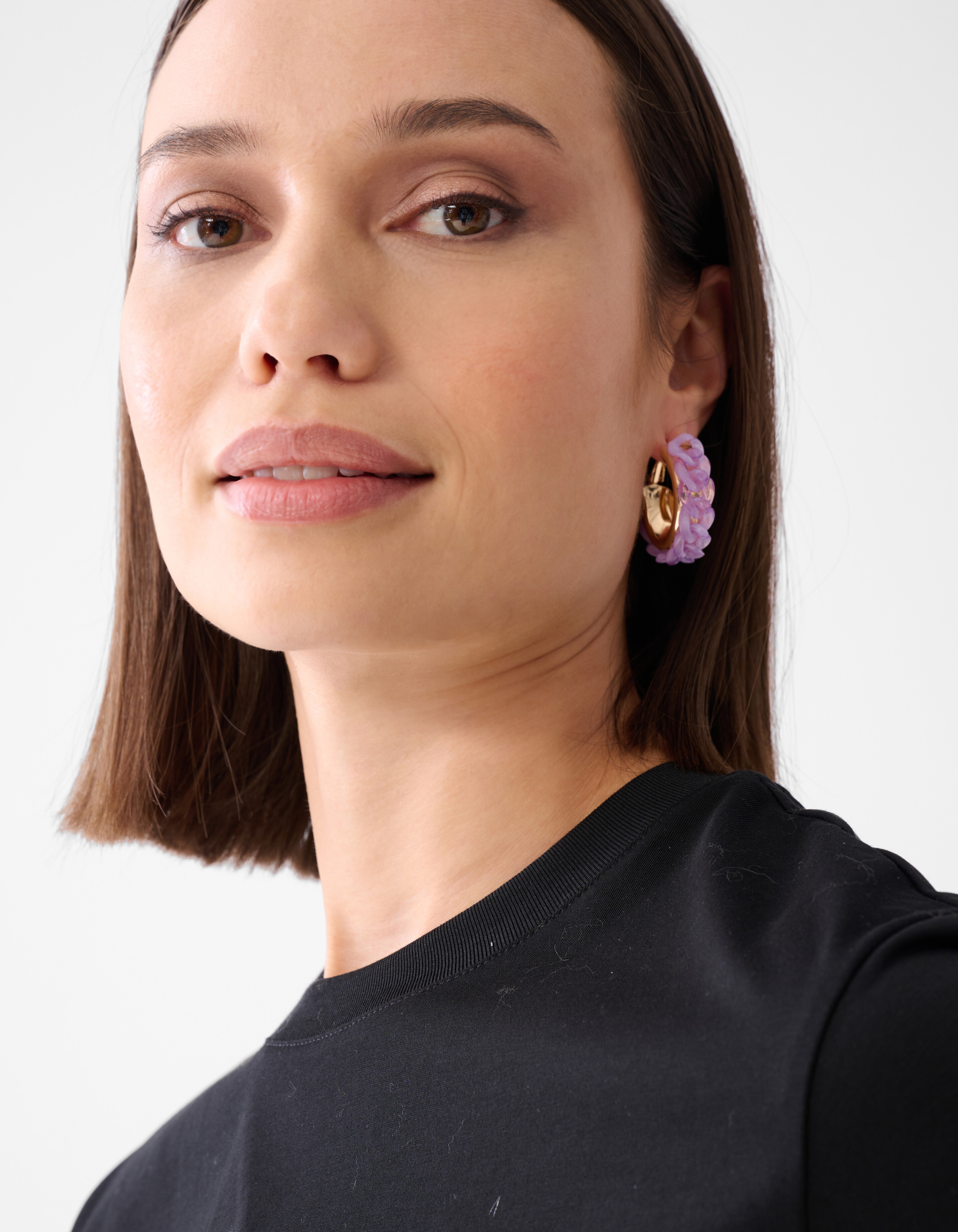 Chain Hoop Oorbellen Paars SHOEBY ACCESSOIRES