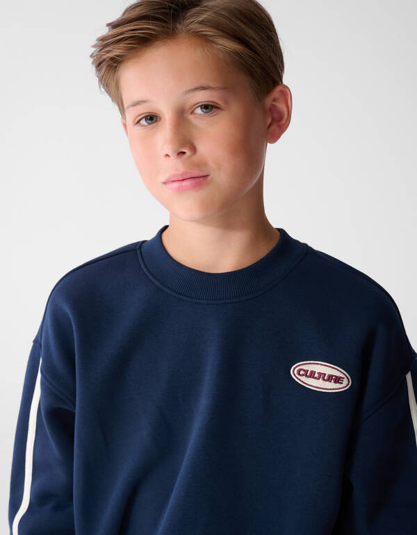 Striped Embroidery Sweater Donkerblauw SHOEBY BOYS