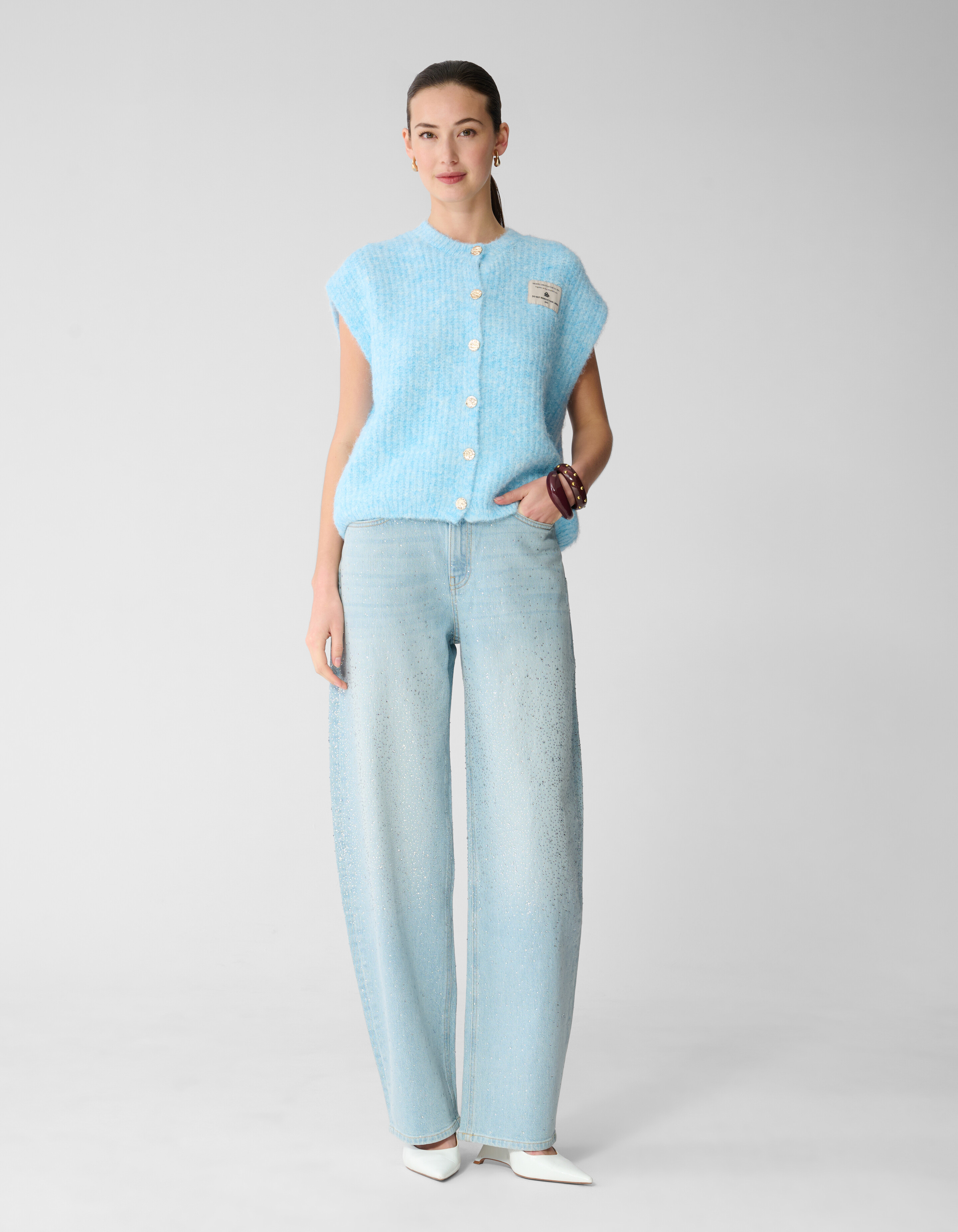 Strass Waterfall Barrel Fit Jeans Bleached SHOEBY WOMEN