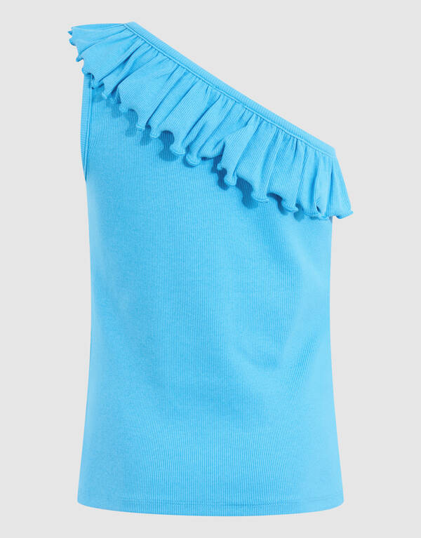 One Shoulder Rib Top Blauw SHOEBY GIRLS