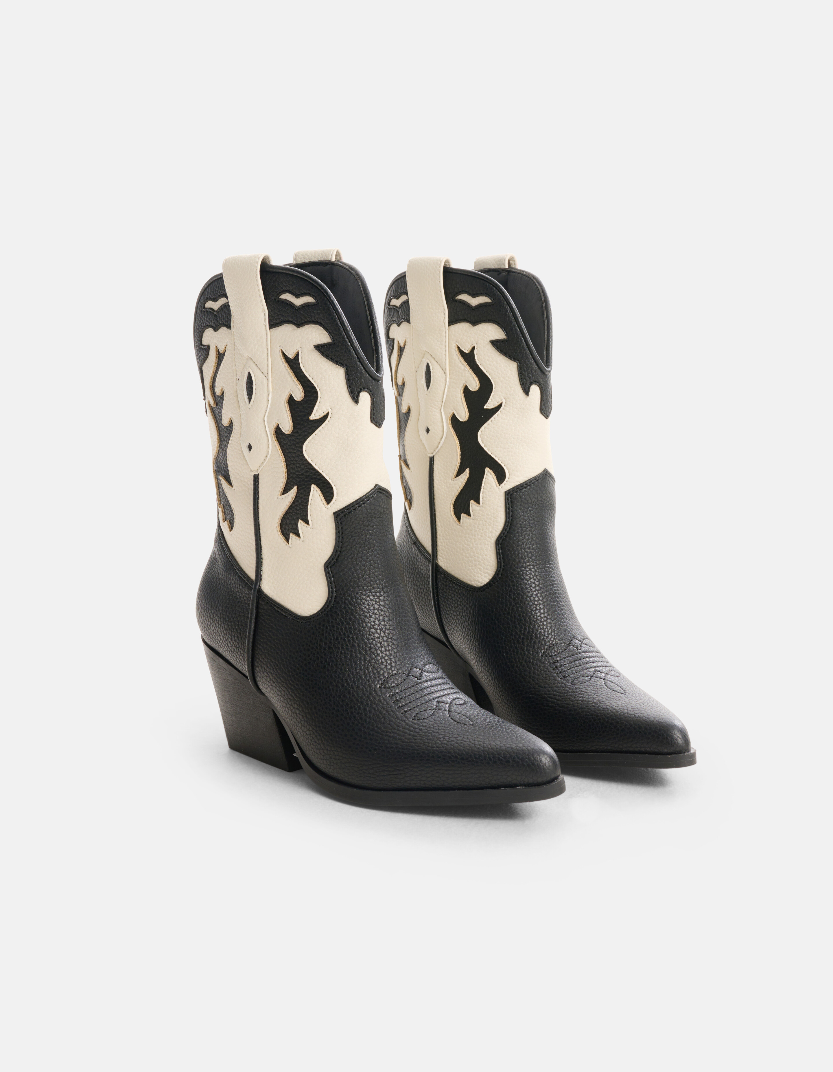 Middelhoge Cowboy Laars Zwart/Wit SHOEBY SHOES
