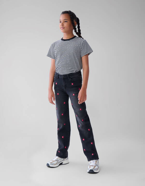 Straight Fit Heart Jeans Donkergrijs SHOEBY GIRLS