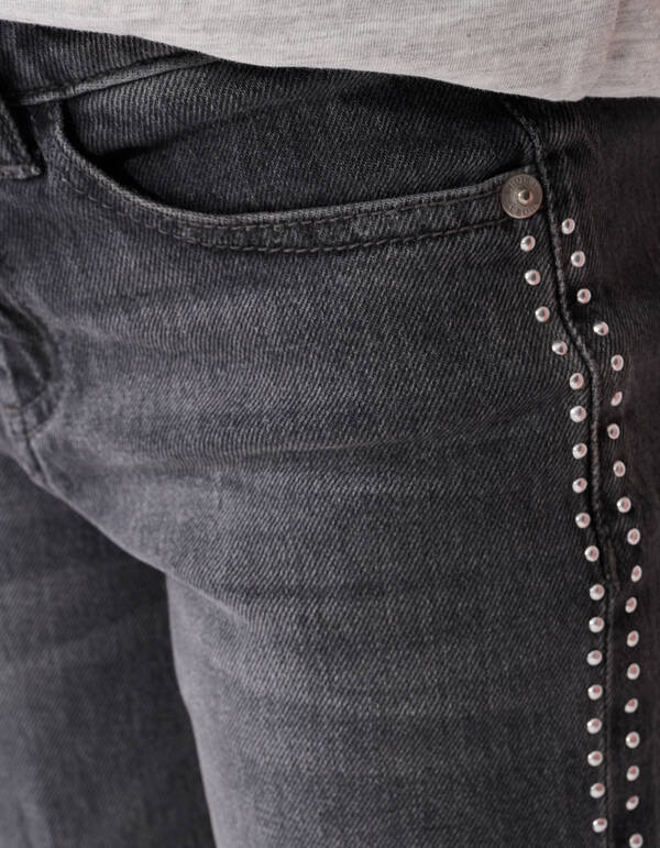 Stud Wide Leg Fit Jeans Donkergrijs SHOEBY GIRLS