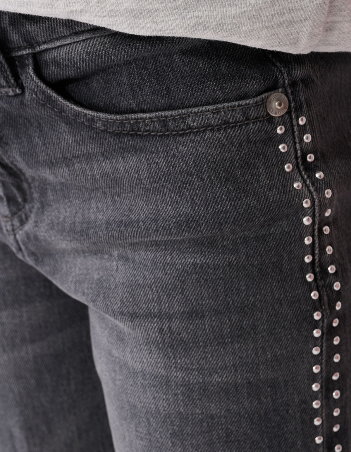 Stud Wide Leg Fit Jeans Donkergrijs SHOEBY GIRLS