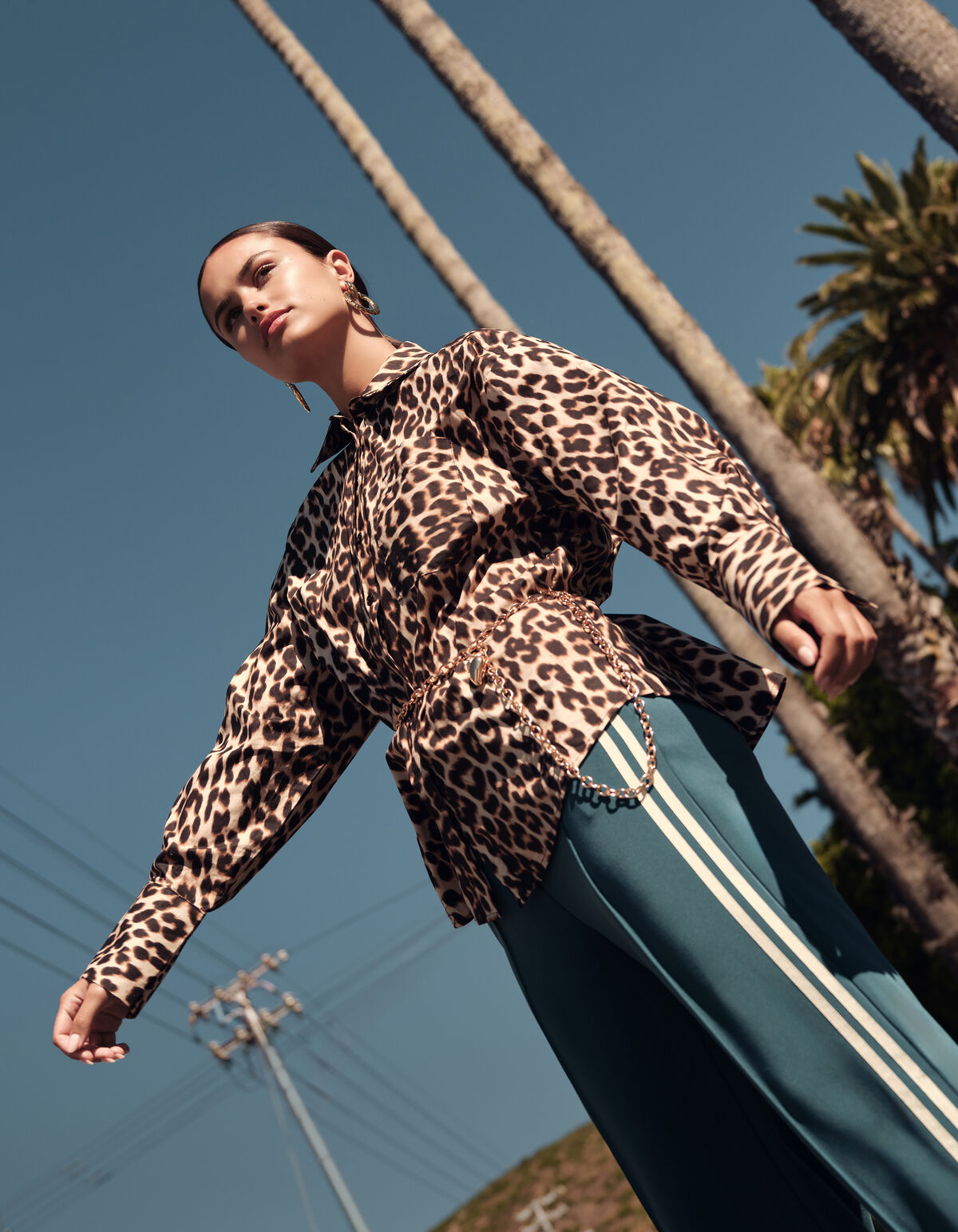 Leopard Poplin Blouse Bruin SHOEBY WOMEN