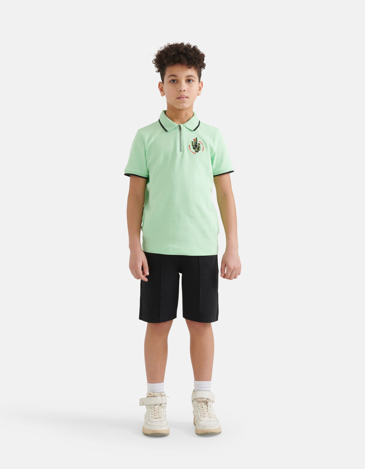 Structuur Zipper Polo Lichtgroen SHOEBY BOYS