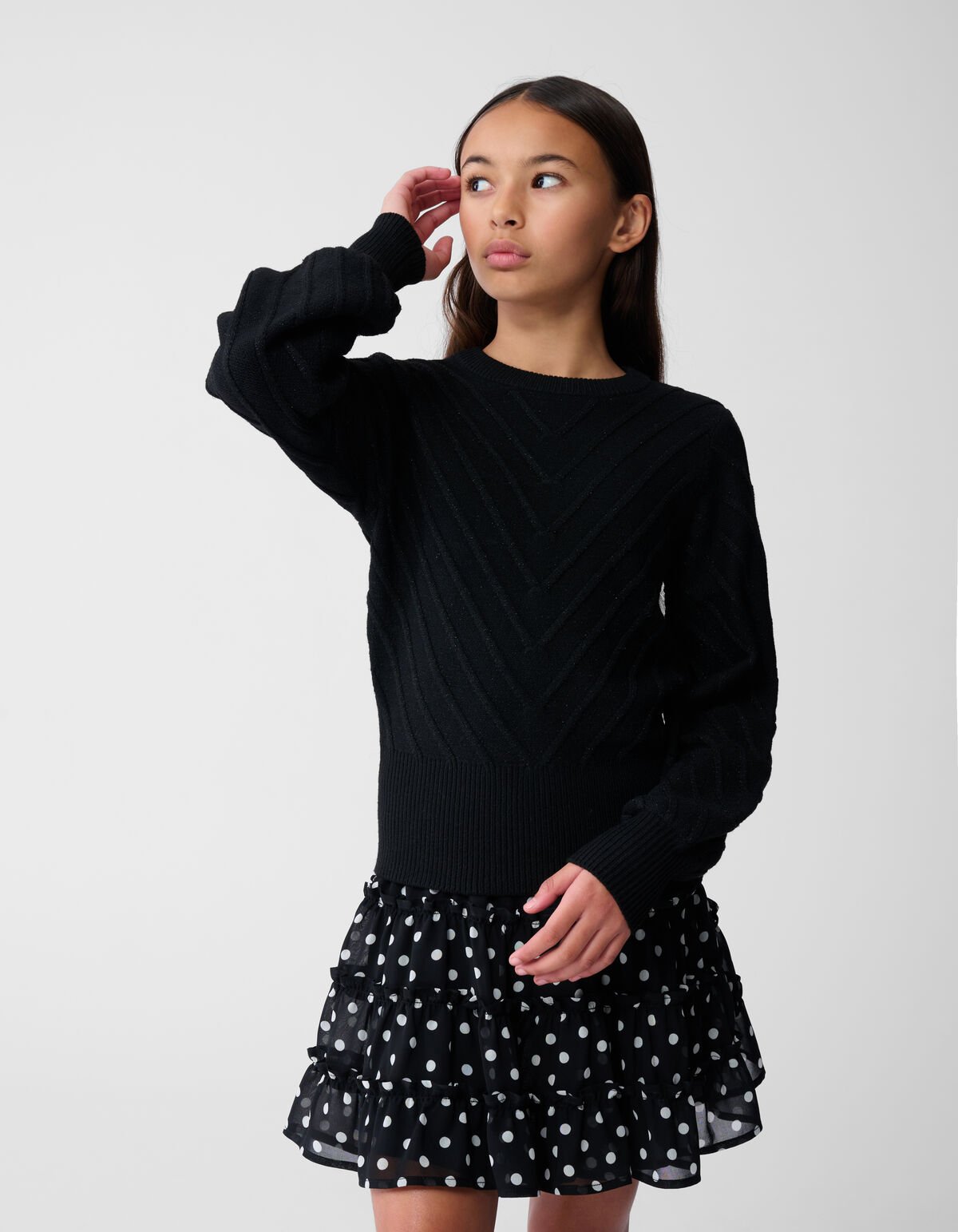 Glitter Gebreide Trui Zwart SHOEBY GIRLS