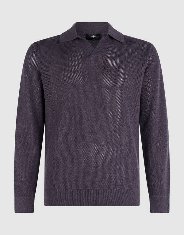 Longsleeve Knit Polo Donkerpaars SHOEBY MEN