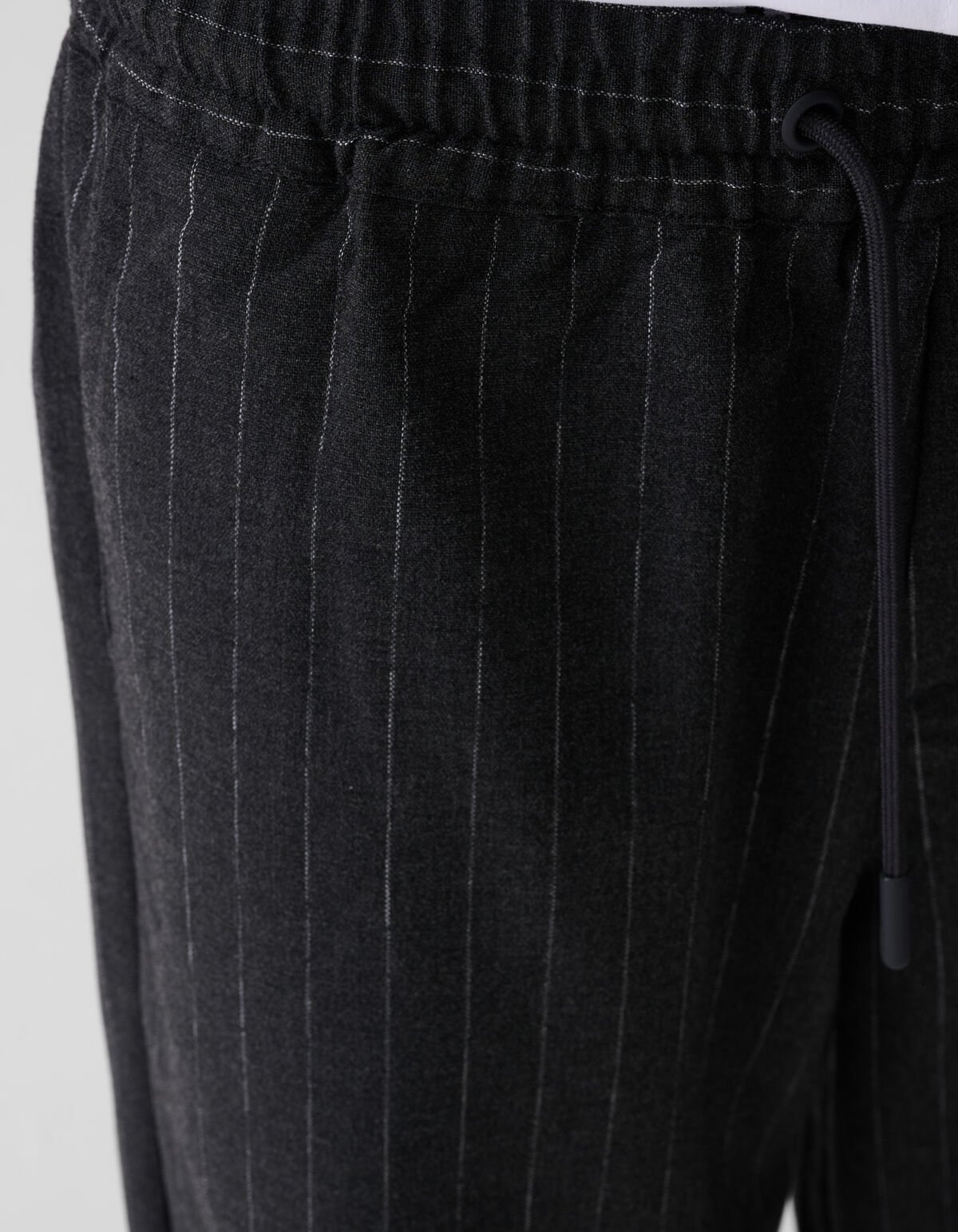 Pinstripe Wide Leg Broek Donkergrijs SHOEBY BOYS
