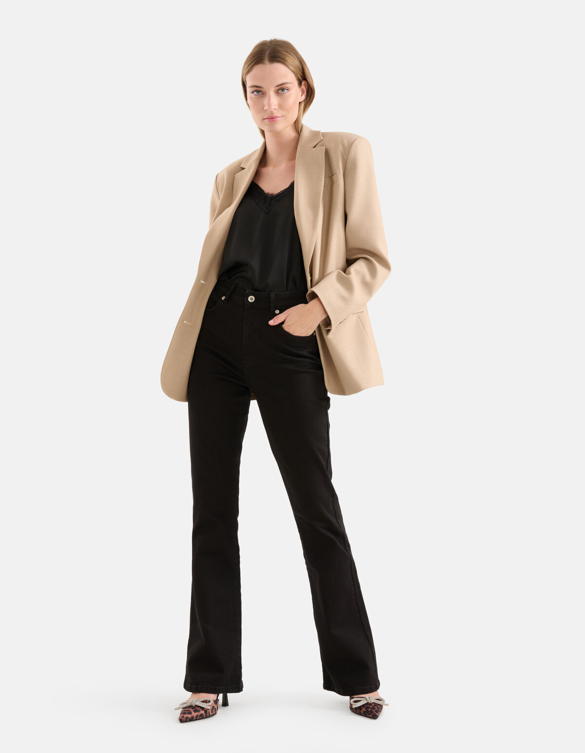 Flared Rinsed Denim Jeans Zwart L34 SHOEBY WOMEN