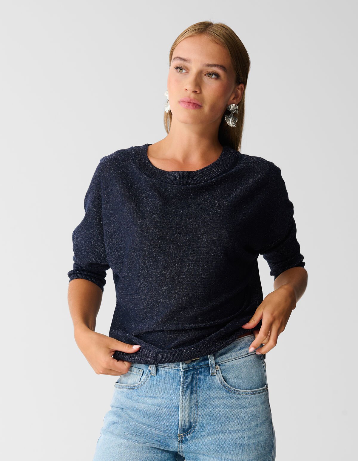 Glitter Vleermuis Trui Donkerblauw SHOEBY WOMEN