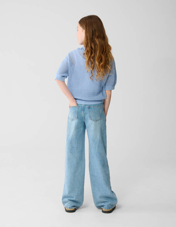 Flower Wide Leg Fit Jeans Blauw SHOEBY GIRLS