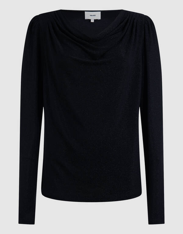Glitter Drape Top Zwart SHOEBY WOMEN