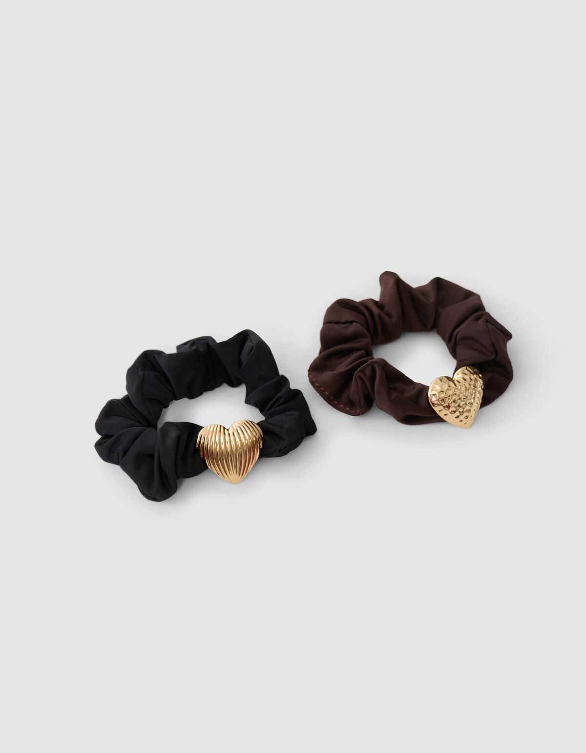 Heart Scrunchie Set Zwart/Donkerbruin SHOEBY ACCESSOIRES