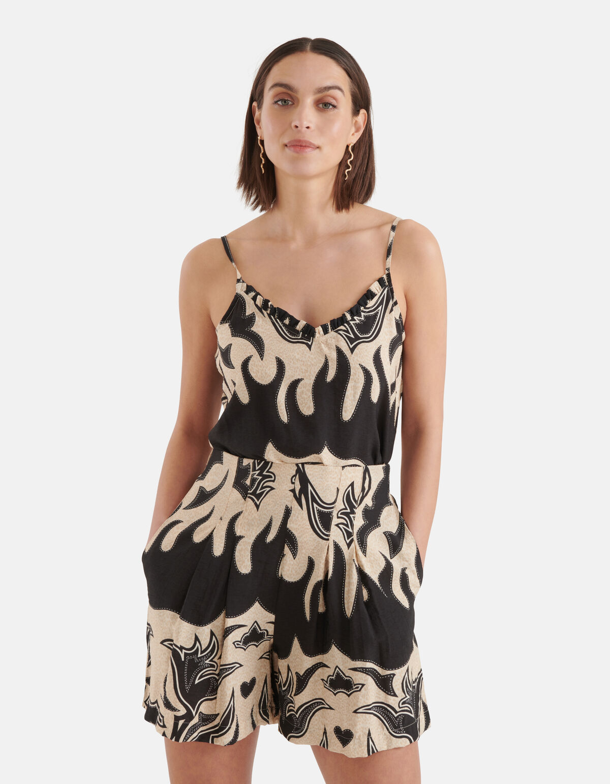 Artwork Singlet Zwart/Beige SHOEBY WOMEN