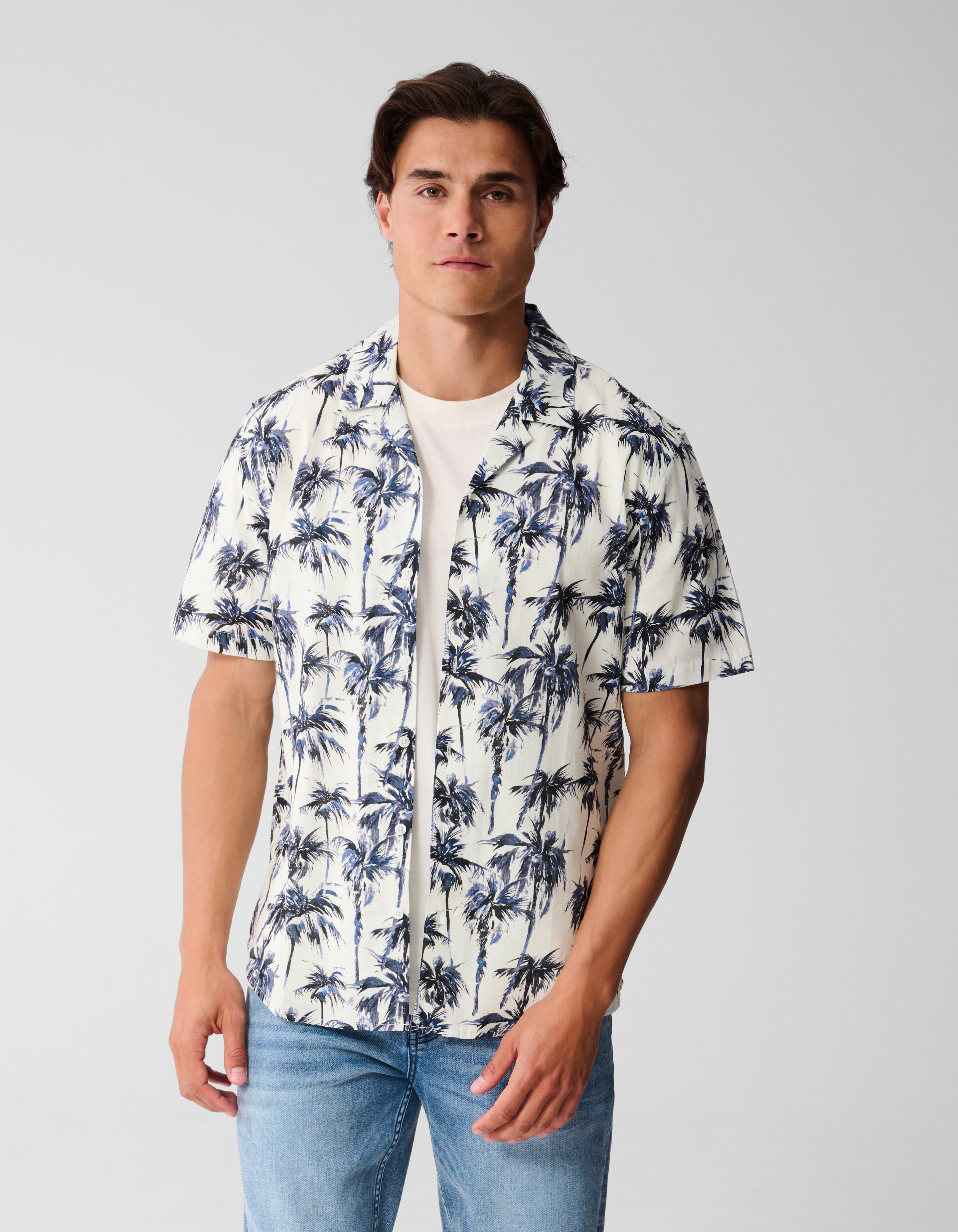 Printed Palm T-shirt Gebroken Wit SHOEBY MEN