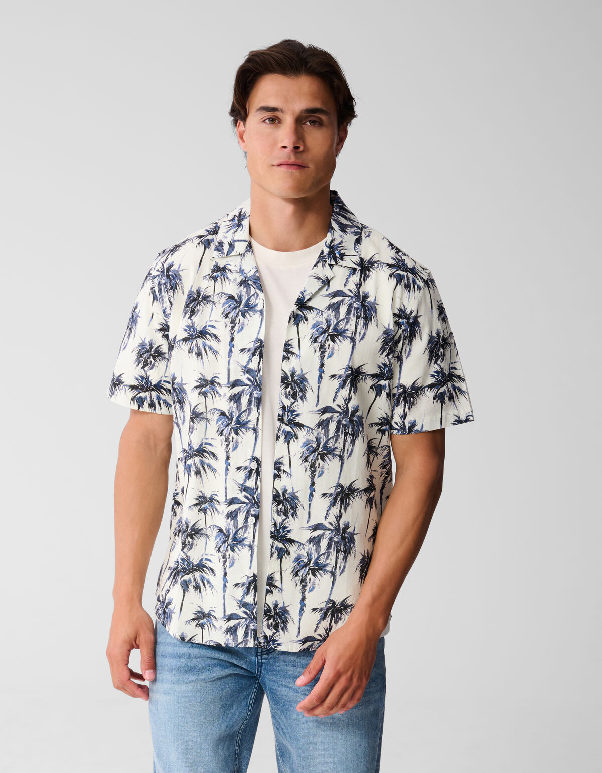 Printed Palm T-shirt Gebroken Wit SHOEBY MEN