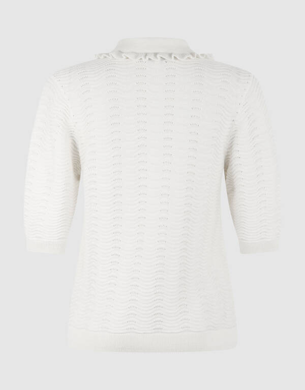 Gebreide Ruffle Polo Gebroken Wit SHOEBY WOMEN