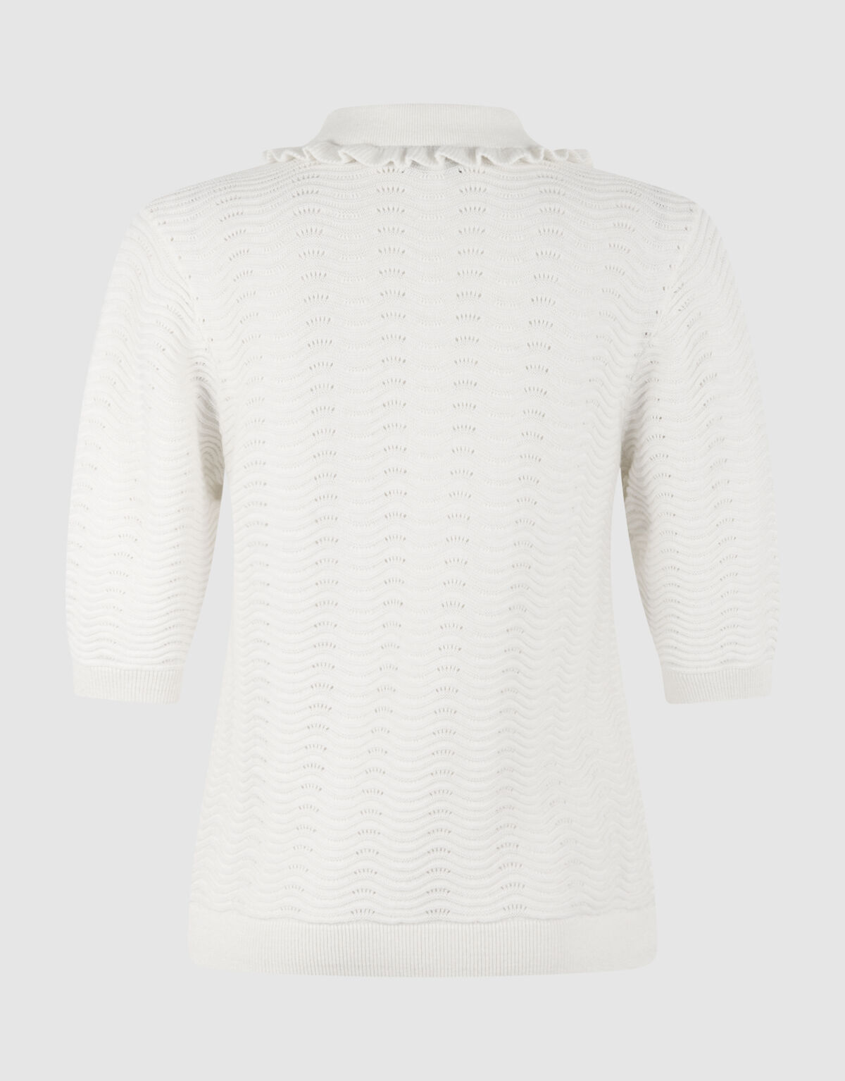 Gebreide Ruffle Polo Gebroken Wit SHOEBY WOMEN