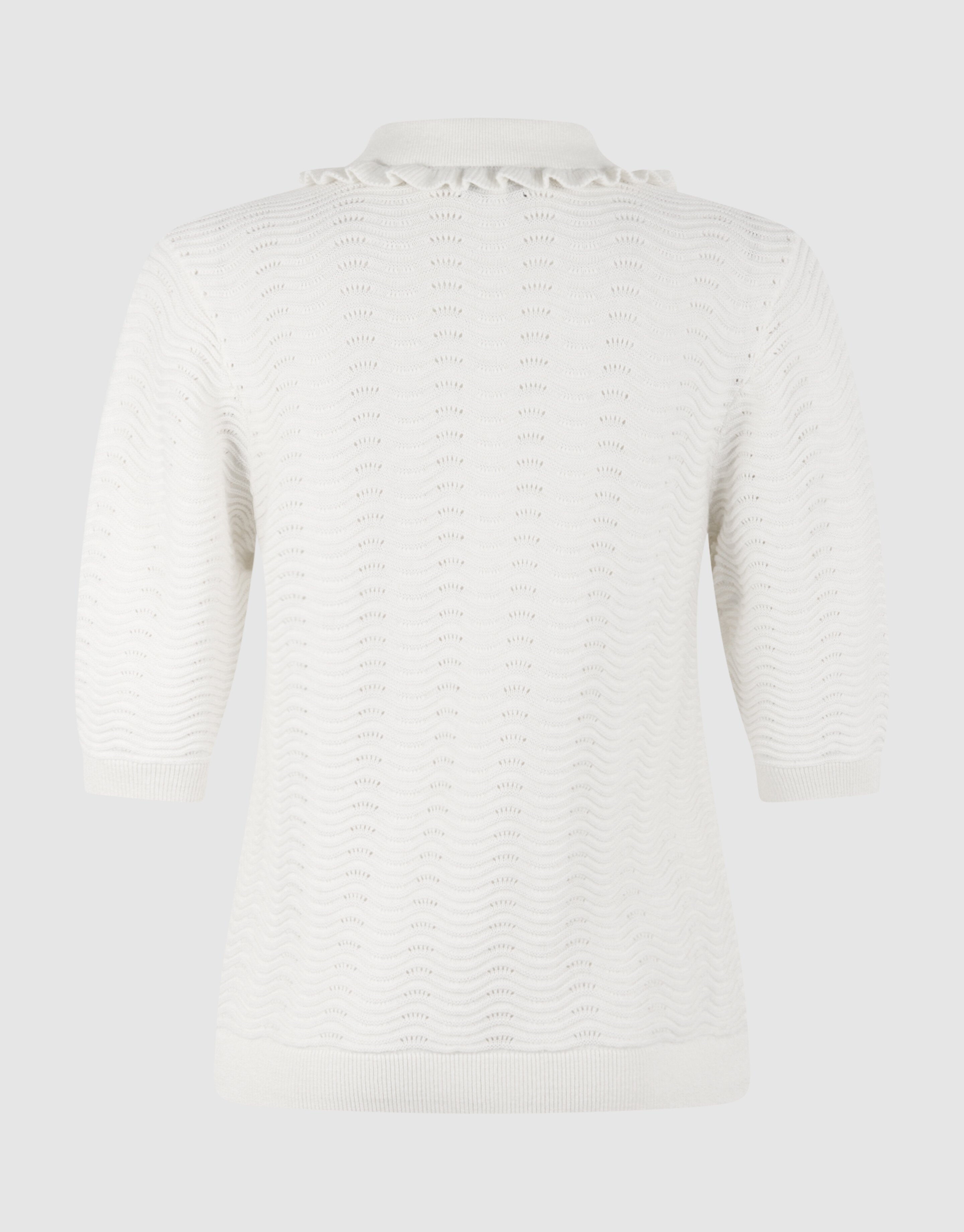 Gebreide Ruffle Polo Gebroken Wit SHOEBY WOMEN