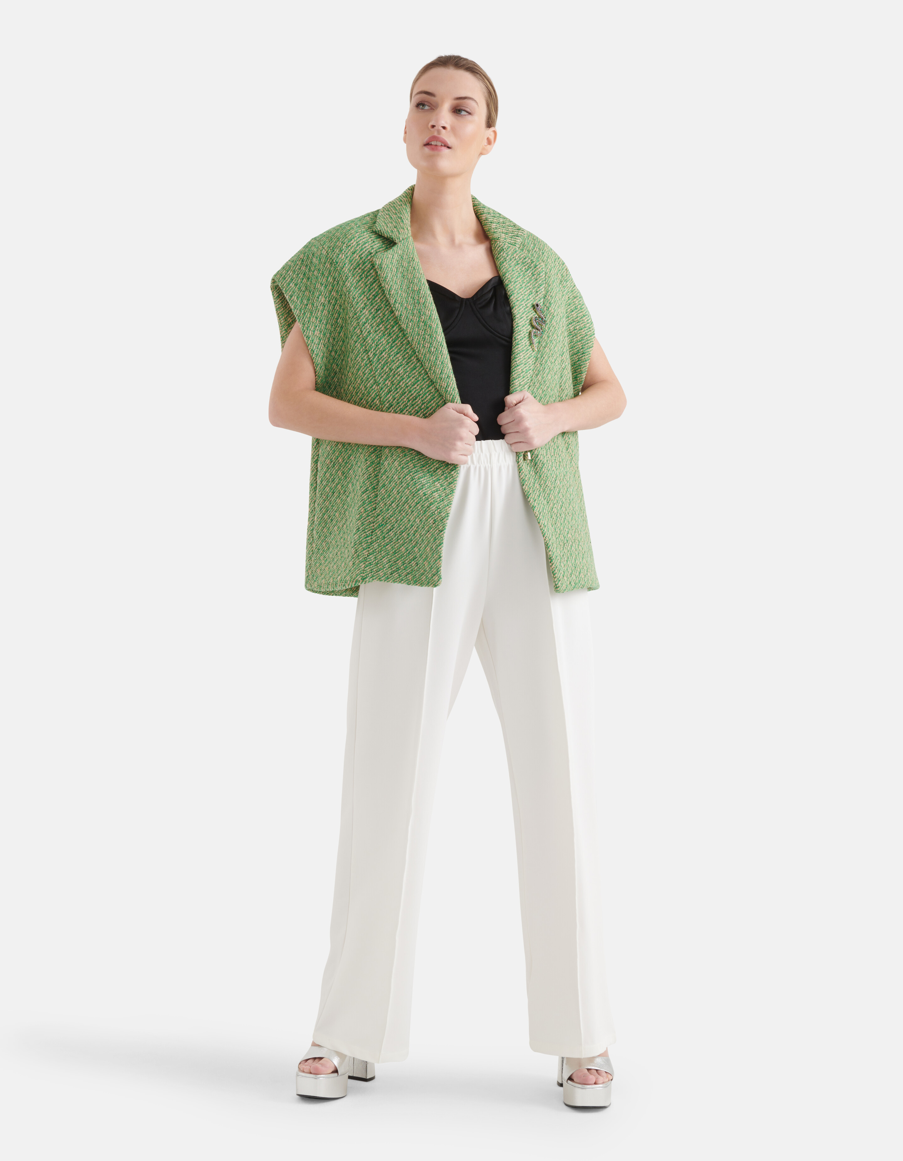 Sleeveless Tweed Jack Groen By Mieke SHOEBY WOMEN