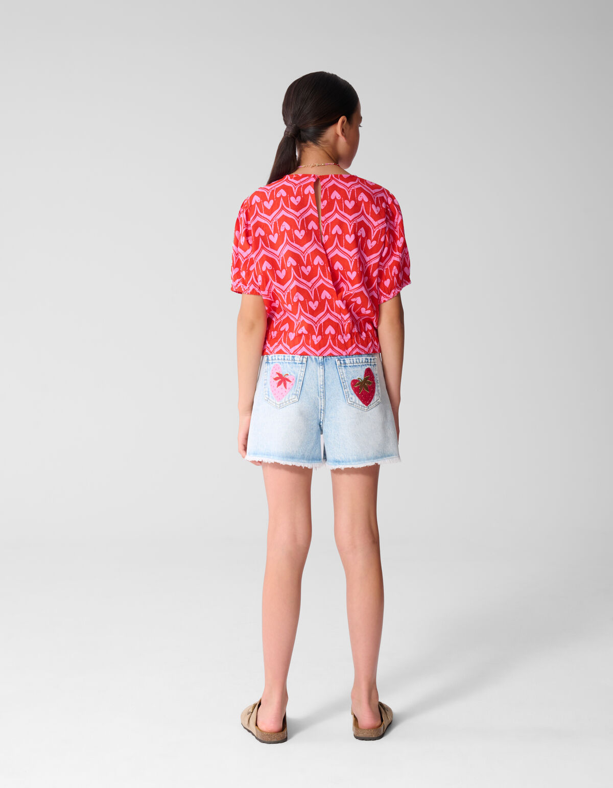 Heart Print Top Roze/Rood SHOEBY GIRLS
