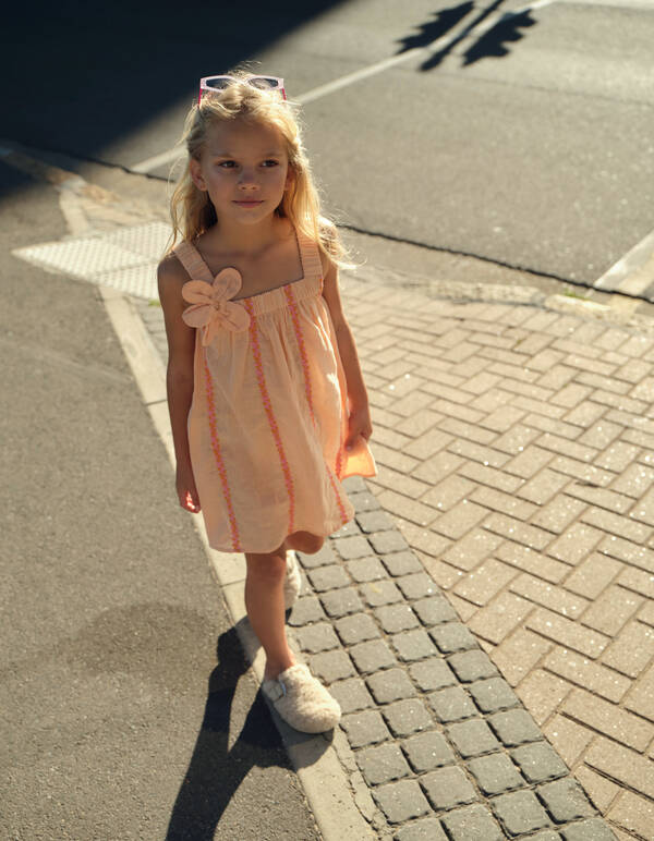 Flower Embroidery Mini Jurk Lichtoranje SHOEBY GIRLS