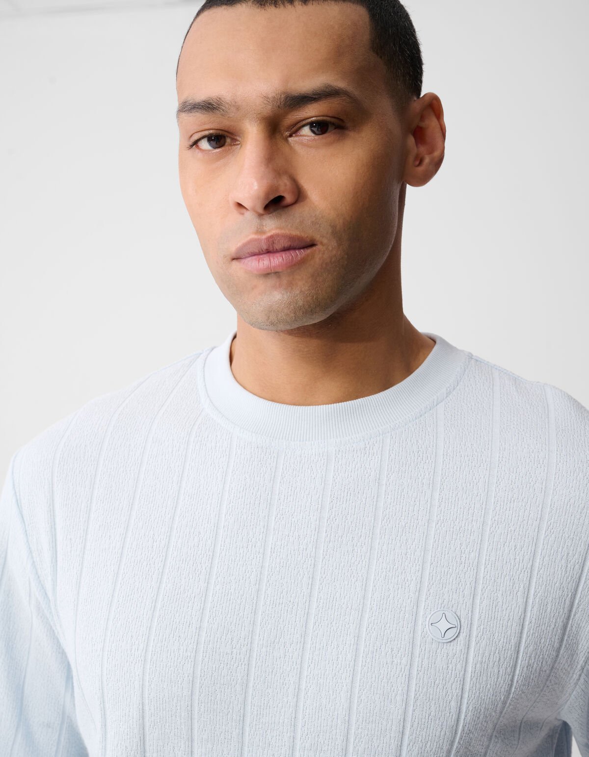 Structuur Stripe Artwork T-shirt Lichtblauw SHOEBY MEN