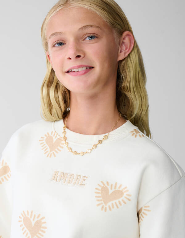 Amore Artwork Sweater Gebroken Wit SHOEBY GIRLS