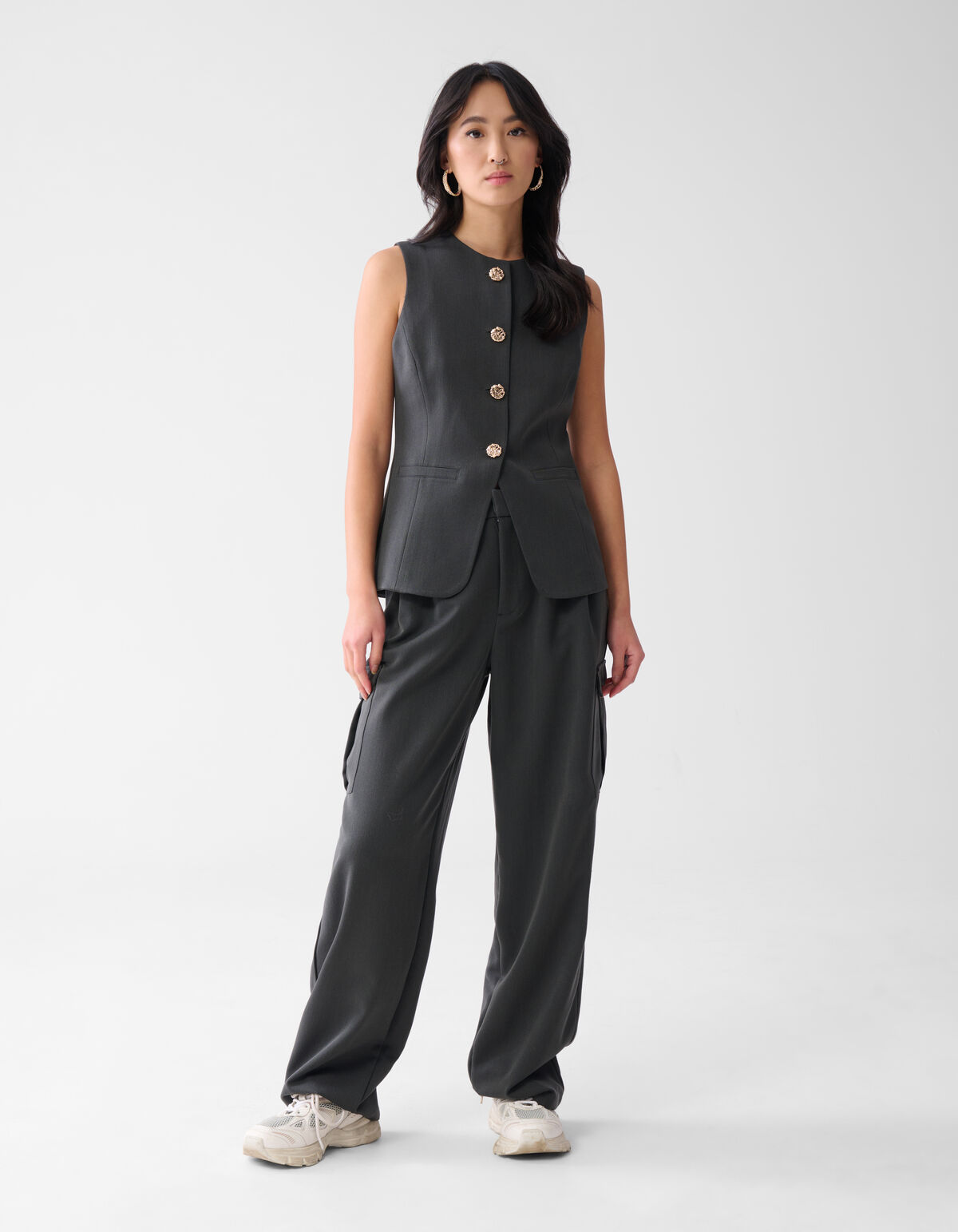 Knopen Gilet Grijs SHOEBY WOMEN