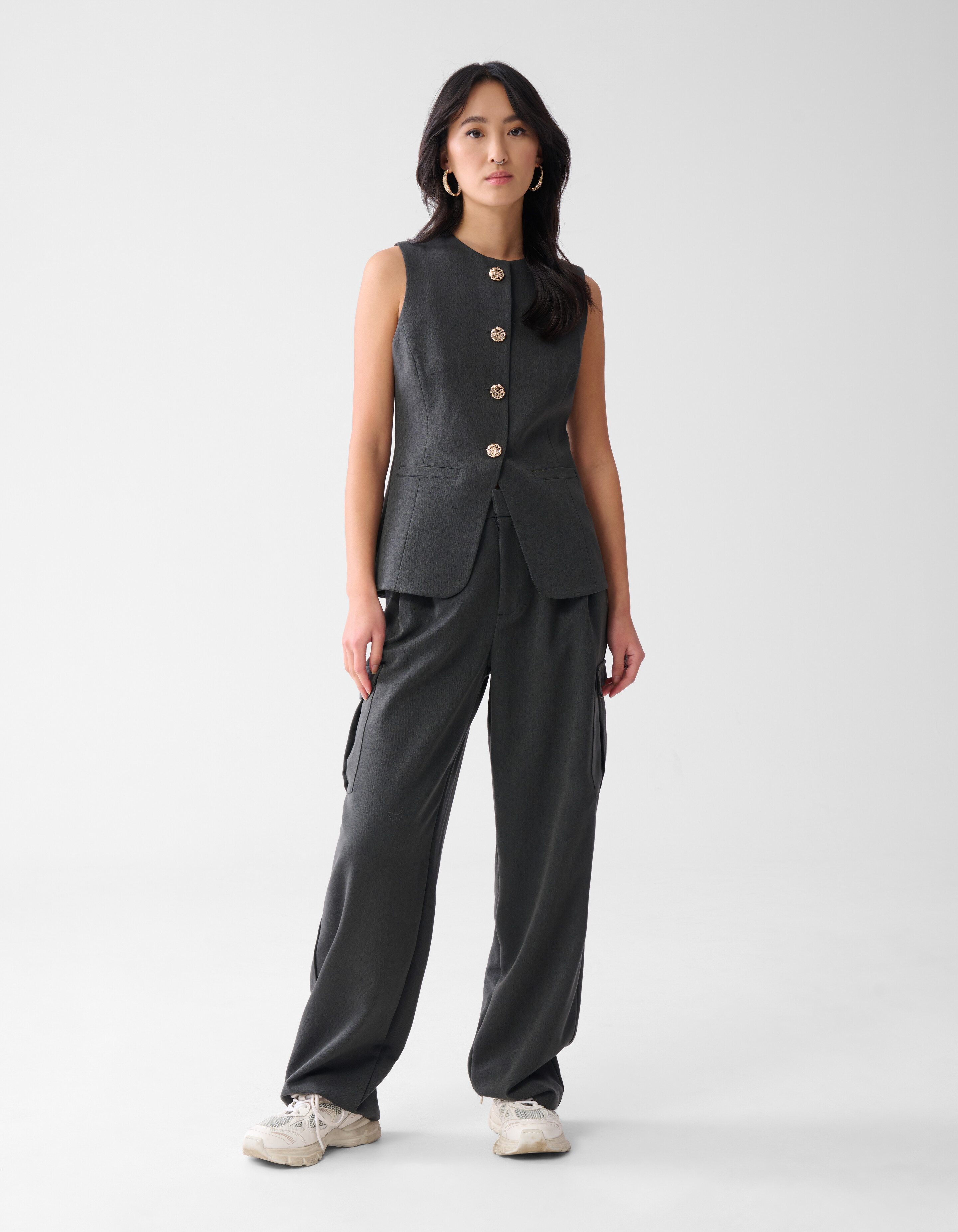 Knopen Gilet Grijs SHOEBY WOMEN