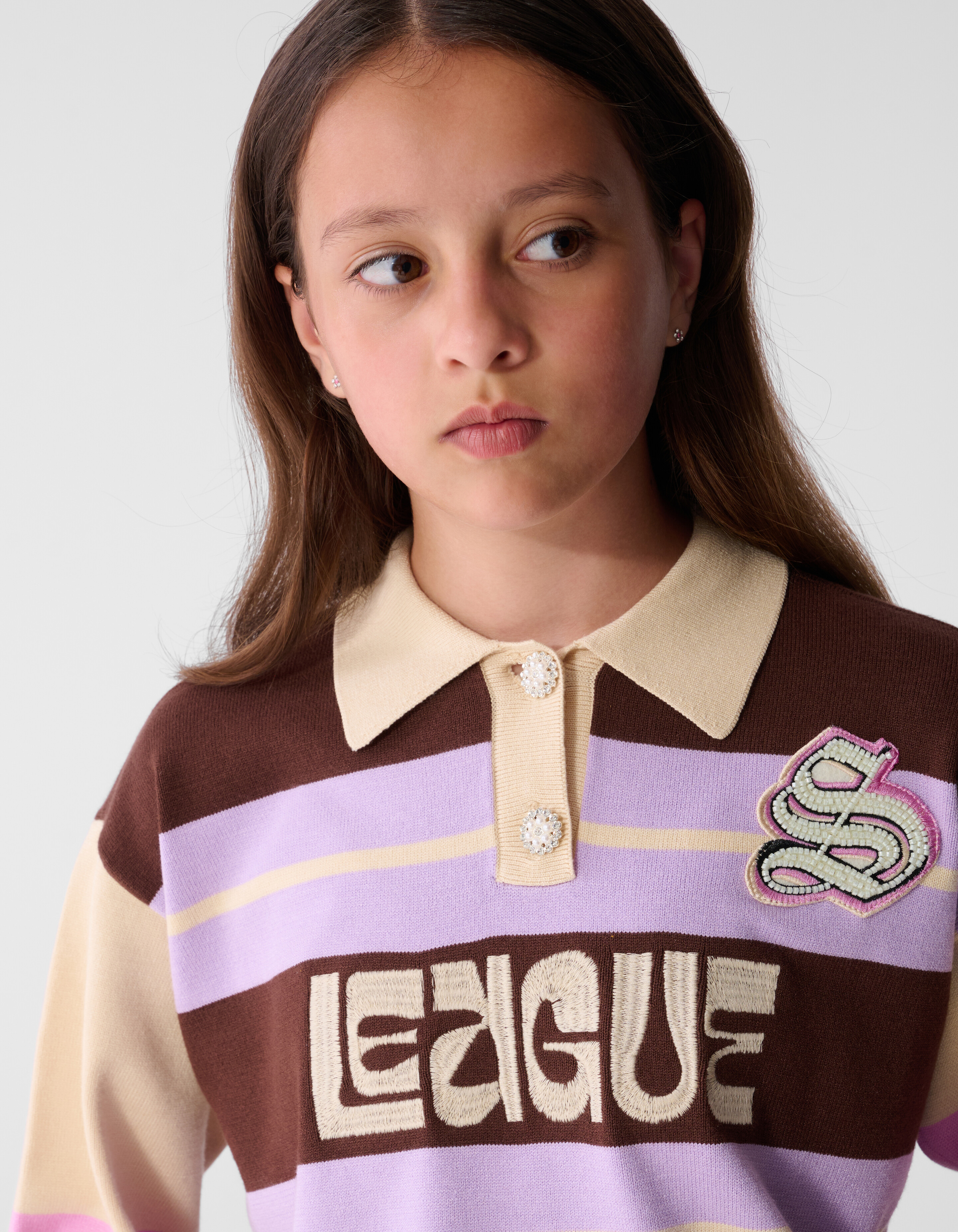 Fancy Rugby Gebreide Trui Paars SHOEBY GIRLS