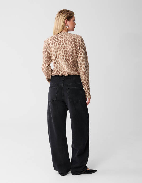 Leopard Artwork Gebreide Trui Zand SHOEBY WOMEN